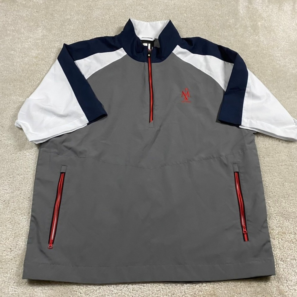 FootJoy Jacket Mens L Grey Short Sleeve Golf Windbreaker Quarter Zip Pullover